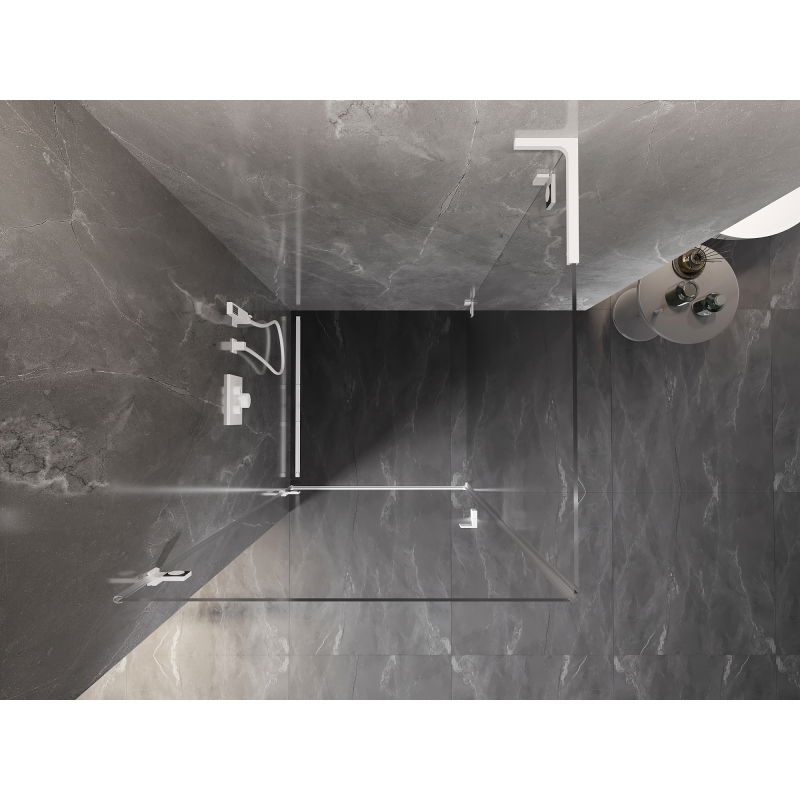 Mexen Lunar-B L sprchový kout s jednokřídlými dveřmi vlevo 90 x 90 cm, průhledný, bílý - 832L-090-090-20-00-L