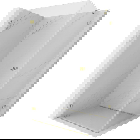 Mexen Lunar-B sprchový kout otevíravý levý 90 x 80 cm, transparentní, zlatý - 832-090-080-50-00-L