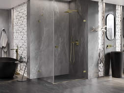 Mexen Lunar-B sprchový kout jednokřídlý pravý 75 x 70 cm, transparentní, zlatý - 832-075-070-50-00-P