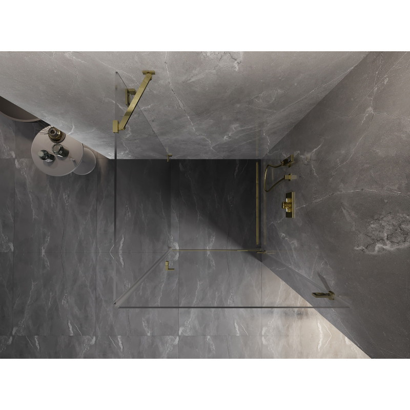 Mexen Lunar-B sprchový kout otočný pravý 80 x 80 cm, průhledný, zlatý - 832-080-080-50-00-P
