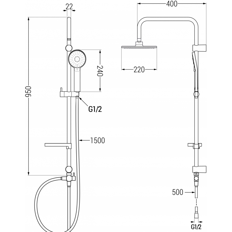 Mexen X40 sprchový sloup, zlatý - 798404091-50