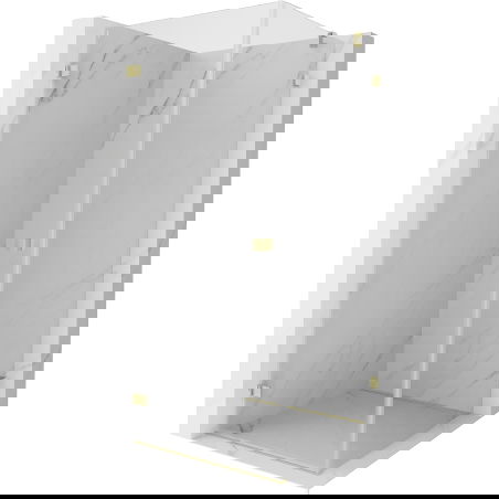 Mexen Lunar-B sprchová zástěna otočná levá 80 x 80 cm, transparentní, zlatá kartáčovaná - 832-080-080-55-00-L