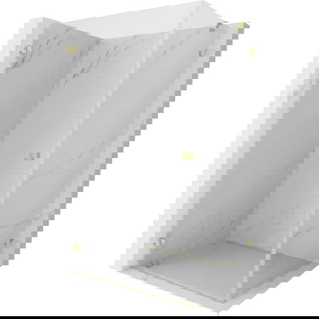 Mexen Lunar-B sprchový kout s otevíracími dveřmi levý 100 x 90 cm, průhledný, kartáčovaný zlatý - 832-100-090-55-00-L