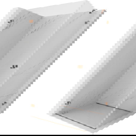 Mexen Lunar-B otočná sprchová kabina vlevo 95 x 70 cm, transparentní, růžové zlato - 832-095-070-60-00-L