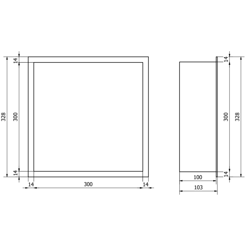 Mexen X-Wall-R nerezová polička s límcem 30 x 30 cm, inox - 1910303010