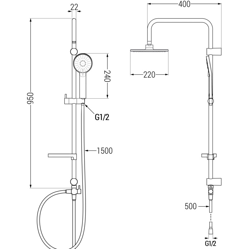 Mexen X40 sprchový sloup, gun šedý kartáčovaný - 7984040091-66