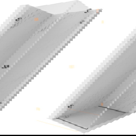 Mexen Lunar-B sprchový kout sklápěcí levý 90 x 90 cm, transparentní, růžové zlato - 832-090-090-60-00-L