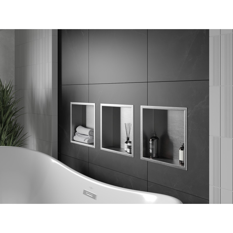 Mexen X-Wall-R výklenková police s límcem 30 x 30 cm, inox - 1910303010