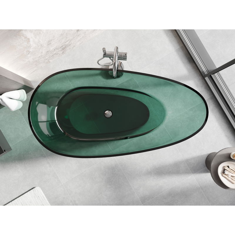 Mexen Glass průhledná volně stojící vana 170 x 85 cm, chromová zátka - 58061708511