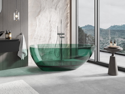 Mexen Glass průhledná volně stojící vana 170 x 85 cm, chromová zátka - 58061708511