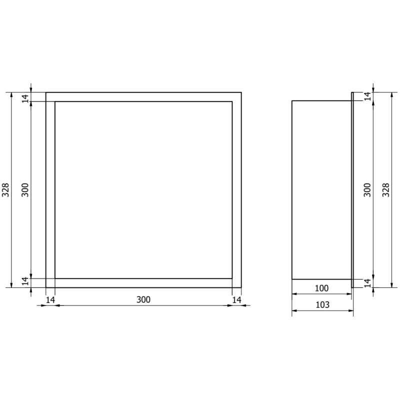 Mexen X-Wall-R nástěnná police s límcem 30 x 30 cm, zlatá kartáčovaná - 1950303010