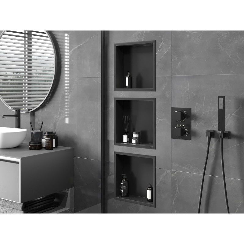 Mexen X-Wall-R vestavná police s límcem 30 x 30 cm, černá - 1970303010