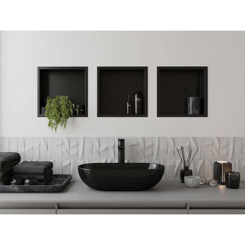 Mexen X-Wall-R vestavná police s límcem 30 x 30 cm, černá - 1970303010