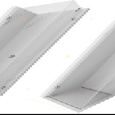 Mexen Lunar-B sprchový kout s výklopnými dveřmi levý 95 x 90 cm, průhledný, kartáčovaná měď - 832-095-090-65-00-L