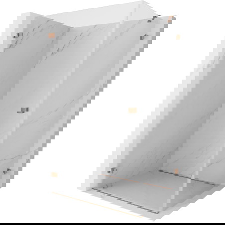 Mexen Lunar-B sprchový kout levý 100 x 90 cm, průhledný, kartáčovaná měď - 832-100-090-65-00-L