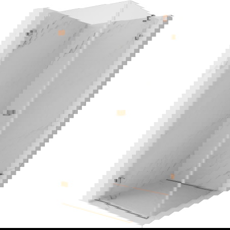 Mexen Lunar-B sprchový kout otočný levý 100 x 100 cm, transparentní, kartáčovaná měď - 832-100-100-65-00-L