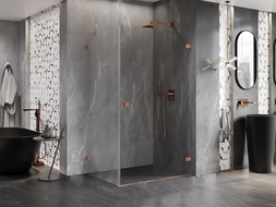 Mexen Lunar-B sprchový kout, pravý, 95 x 80 cm, transparentní, kartáčovaná měď - 832-095-080-65-00-P