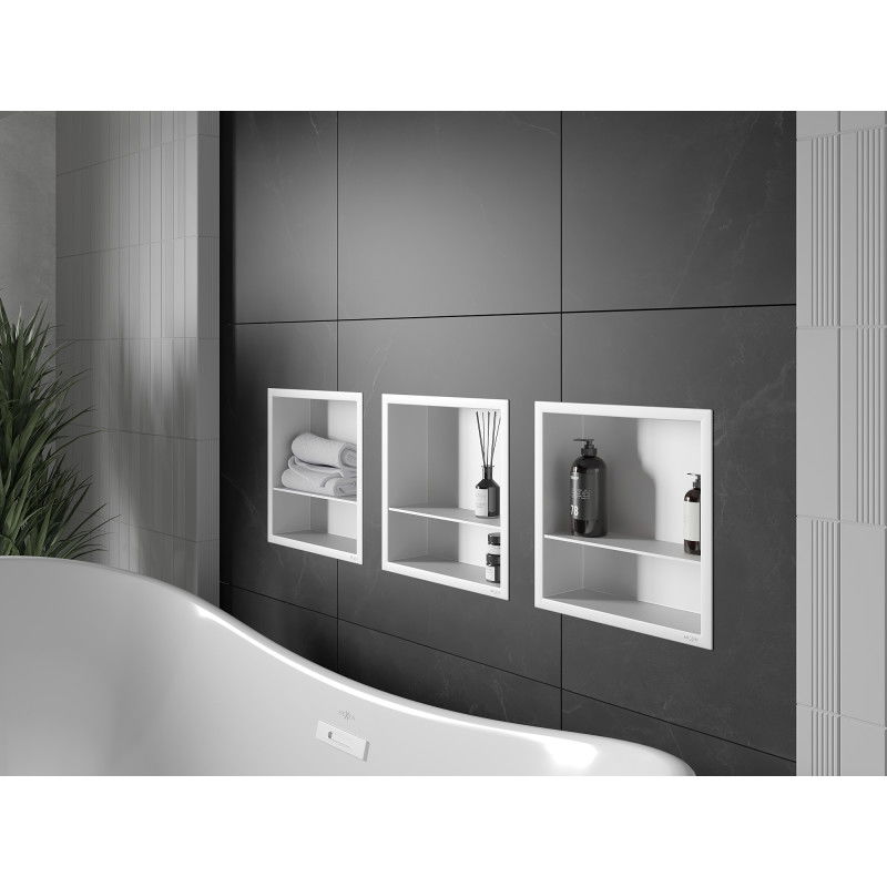 Mexen X-Wall-R nástěnná polička s lemem a policí 30 x 30 cm, bílá - 1920303010S