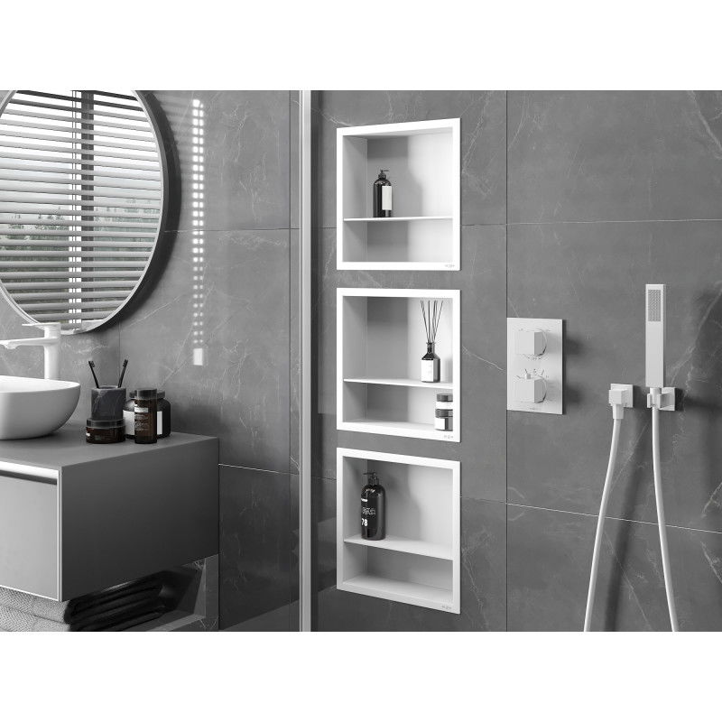 Mexen X-Wall-R nástěnná polička s lemem a policí 30 x 30 cm, bílá - 1920303010S