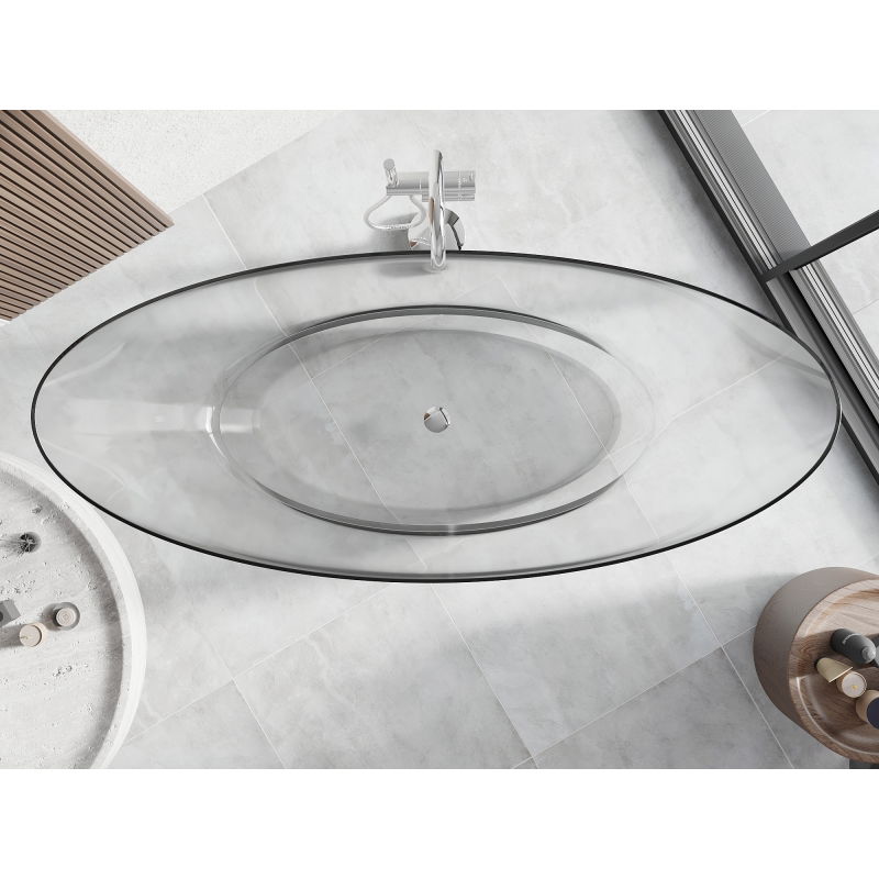 Mexen Vea čirá volně stojící vana transparentní 180 x 80 cm, uzávěr chrom - 58091808008