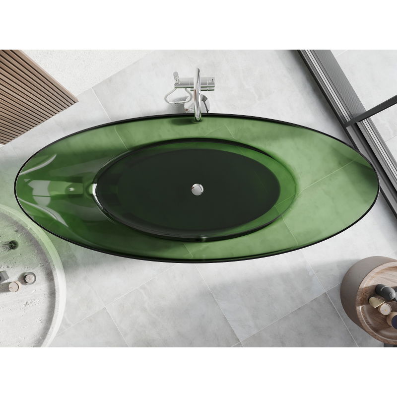 Mexen Vea forest samostatně stojící průhledná vana 180 x 80 cm, zátka chrom - 58091808002