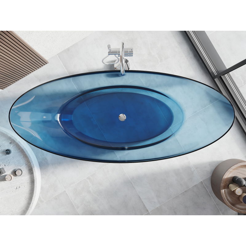 Mexen Vea denim volně stojící průhledná 180 x 80 cm, chromový uzávěr - 58091808007