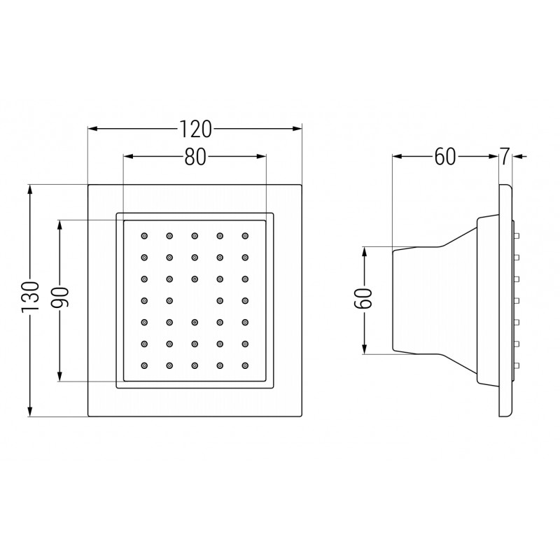Mexen boční podomítková tryska, zlatá - 79365-50