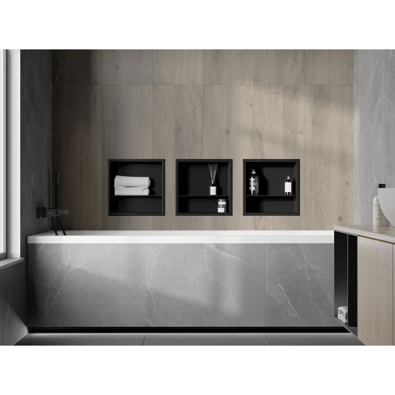 Mexen X-Wall-R nástěnná police s límcem a poličkou 30 x 30 cm, černá - 1970303010S