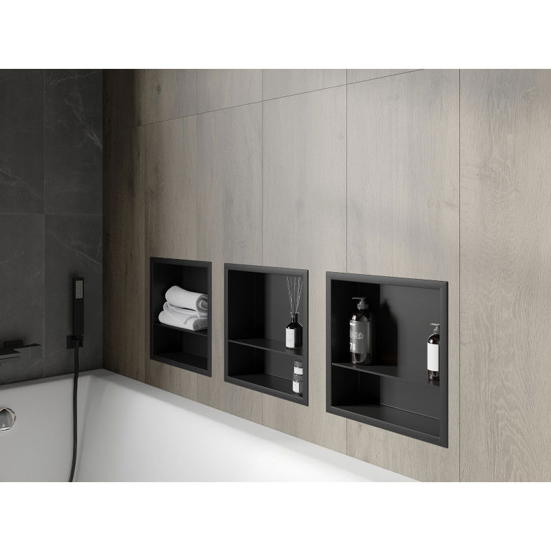 Mexen X-Wall-R nástěnná police s límcem a poličkou 30 x 30 cm, černá - 1970303010S