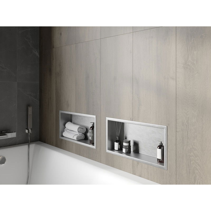 Mexen X-Wall-R vestavěná polička s límcem 45 x 20 cm, inox - 1910452010