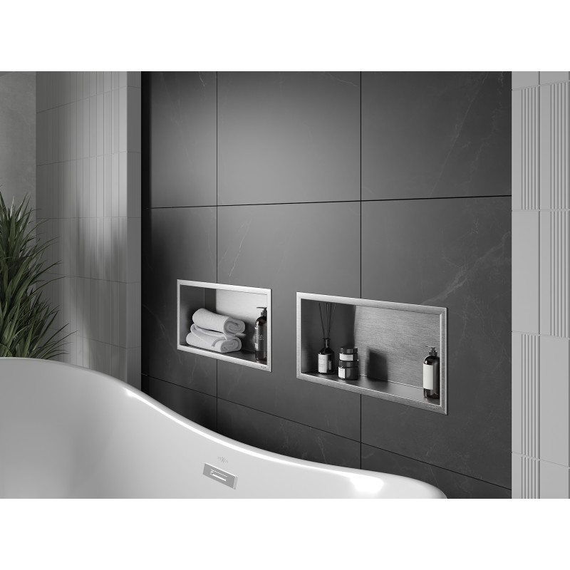Mexen X-Wall-R nástěnná police s lemem 45 x 20 cm, inox - 1910452010