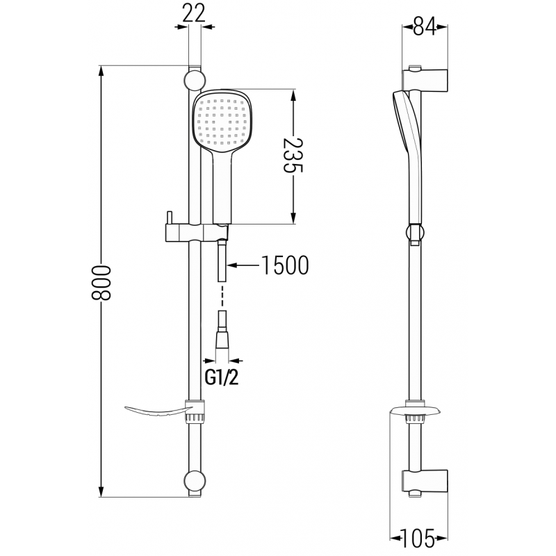 Mexen DF33 sada posuvného sprchového setu, chrom - 785334582-00