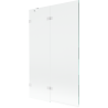Mexen Lunar vanová zástěna dvoukřídlá levá 110 x 150 cm, transparentní, bílá - 897-110-100-20-00-L