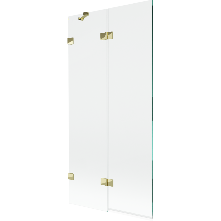Mexen Lunar sprchová zástěna dvoukřídlá levá 90 x 150 cm, transparentní, zlatá - 897-090-100-50-00-L