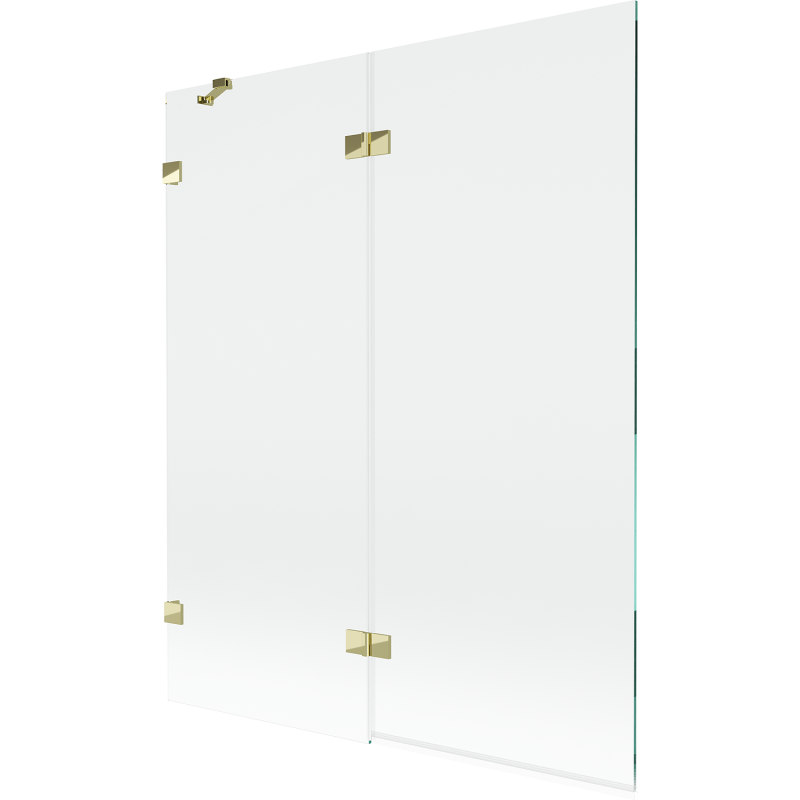 Mexen Lunar vana sprchová zástěna 2-křídlá levá 140 x 150 cm, transparentní, zlatá - 897-140-100-50-00-L