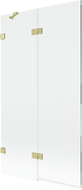 Mexen Lunar vanová zástěna dvoukřídlá levá 100 x 150 cm, transparentní, zlatá kartáčovaná - 897-100-100-55-00-L