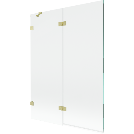 Mexen Lunar vanová zástěna 2křídlová levá 130 x 150 cm, transparentní, zlatý kartáčovaný - 897-130-100-55-00-L