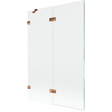 Mexen Lunar vanová zástěna 2-křídlová levá 120 x 150 cm, transparentní, růžové zlato - 897-120-100-60-00-L