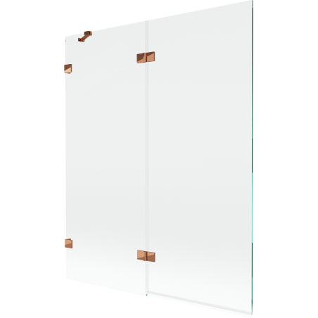 Mexen Lunar vanová zástěna 2křídlová levá 140 x 150 cm, transparentní, růžové zlato - 897-140-100-60-00-L