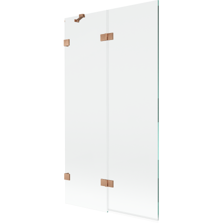 Mexen Lunar vanová zástěna, dvoukřídlá, levá 100 x 150 cm, transparentní, kartáčovaná měď - 897-100-100-65-00-L