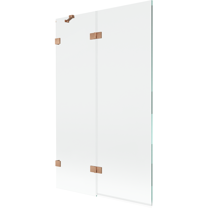 Mexen Lunar vanová zástěna dvoukřídlá levá 110 x 150 cm, transparentní, kartáčovaná měď - 897-110-100-65-00-L