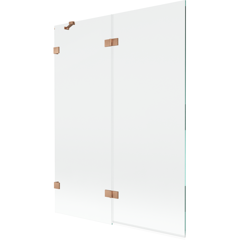 Mexen Lunar vana paraván dvoukřídlý levý 130 x 150 cm, transparentní, kartáčovaná měď - 897-130-100-65-00-L