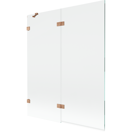 Mexen Lunar vana paraván 2-dveřový levý 140 x 150 cm, průhledný, kartáčovaná měď - 897-140-100-65-00-L