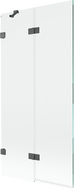Mexen Lunar vanová zástěna dvoukřídlá levá 90 x 150 cm, transparentní, kartáčovaná šedá - 897-090-100-66-00-L
