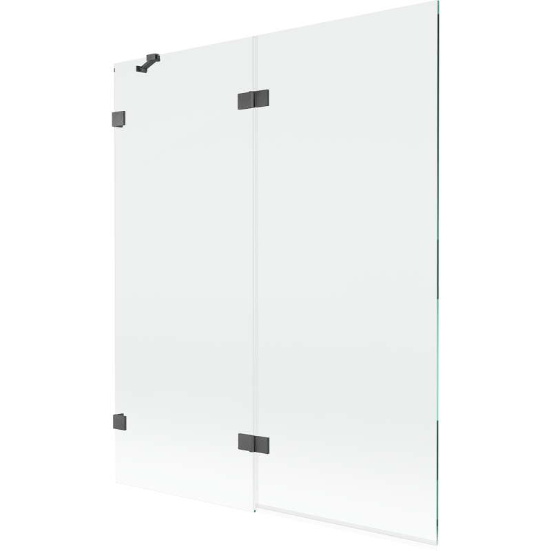 Mexen Lunar vanová zástěna dvoukřídlá levá 140 x 150 cm, transparentní, gun gray kartáčovaný - 897-140-100-66-00-L