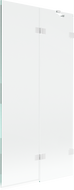 Mexen Lunar vanová zástěna 2-křídlová pravá 90 x 150 cm, transparentní, bílá - 897-090-100-20-00-P