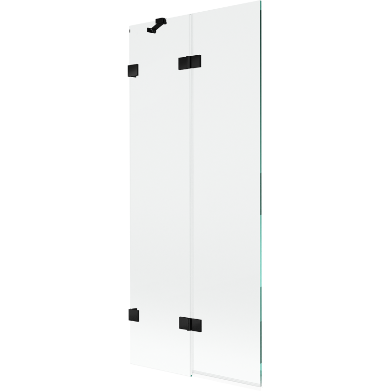 Mexen Lunar vanová zástěna dvoukřídlá levá 80 x 150 cm, transparentní, černá - 897-080-100-70-00-L
