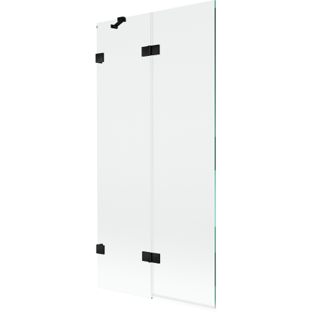 Mexen Lunar dvojkřídlová vanová zástěna levá 90 x 150 cm, čirá, černá - 897-090-100-70-00-L
