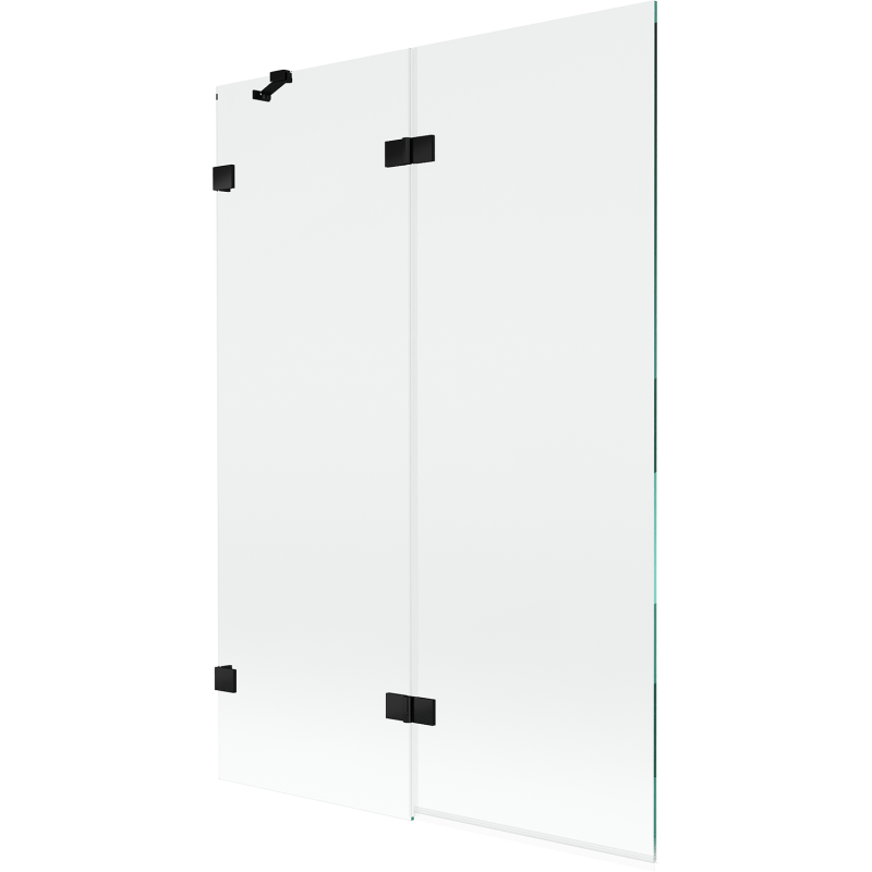 Mexen Lunar vanová zástěna 2-křídlová levá 120 x 150 cm, transparentní, černá - 897-120-100-70-00-L