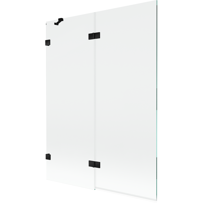 Mexen Lunar vanová zástěna 2-křídlová levá 130 x 150 cm, transparentní, černá - 897-130-100-70-00-L